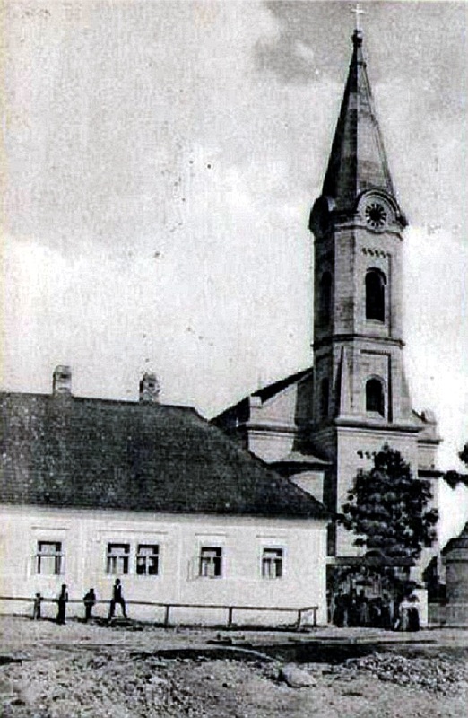 Evanjelická fara a kostol  v Pribyline - fotoarchív:http://www.antikliptov.com/pohladnice/ - 1913