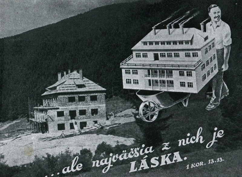 Výstavba Baptistickej  chaty  pod  Pálenicami - fotoarchív:Štepita Ľubomír - 1947
