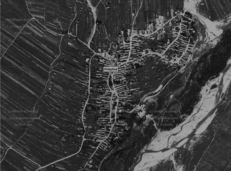 Pribylina na fotomape z roku 1950 - http://mapy.tuzvo.sk/HOFM/