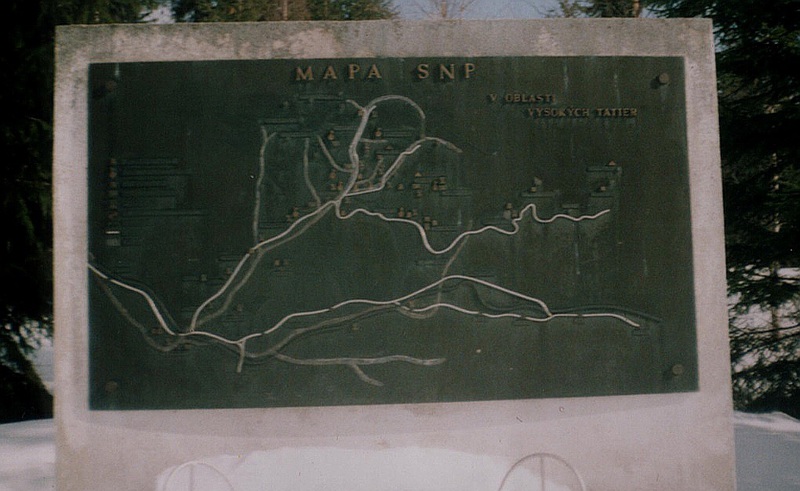 Mapa bojov SNP na Podbansku - dnes jej už iba v spomienkach - fotoarchív: Viera Ciglerová - nedatované