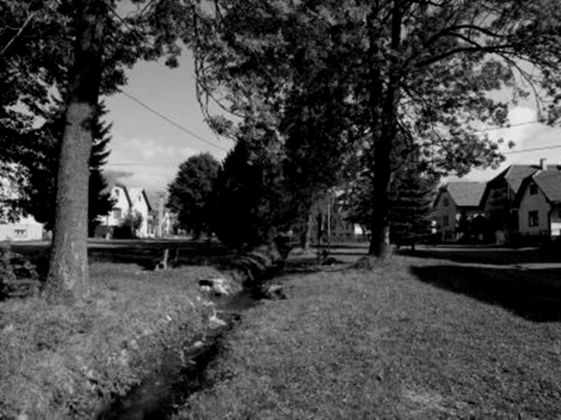 Stred obce od potoka - fotoarchiv:Račko Miroslav - 2006